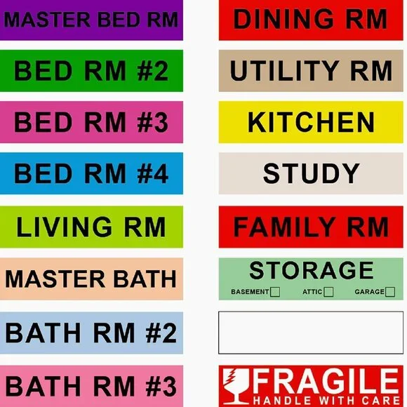 1920 Count Home Moving Labels, 32 Rolls Different Color Coding Labels 2-PACK - Picture 2 of 6